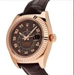 Replica Rolex Sky-Dweller Rose Gold Chocolate Dial Watch 40mm